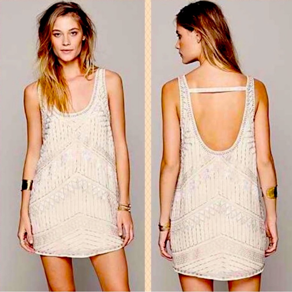 FREE PEOPLE Tribal Arrows Embellished Shift Dress